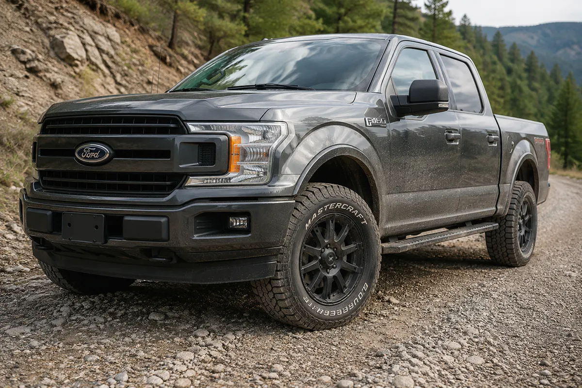 Pickup truck fitted with Mastercraft Courser AXT2 all-terrain tires on a gravel road