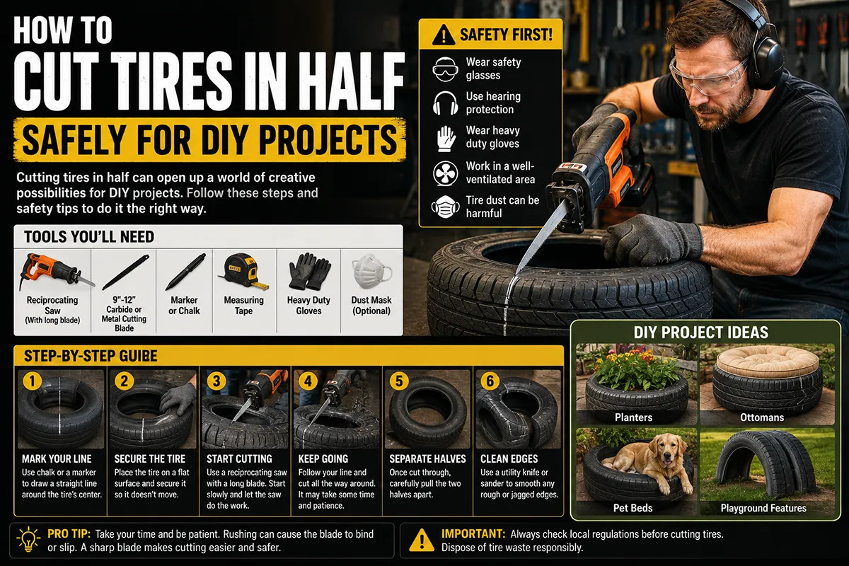 How to Cut Tires in Half Safely for DIY Projects