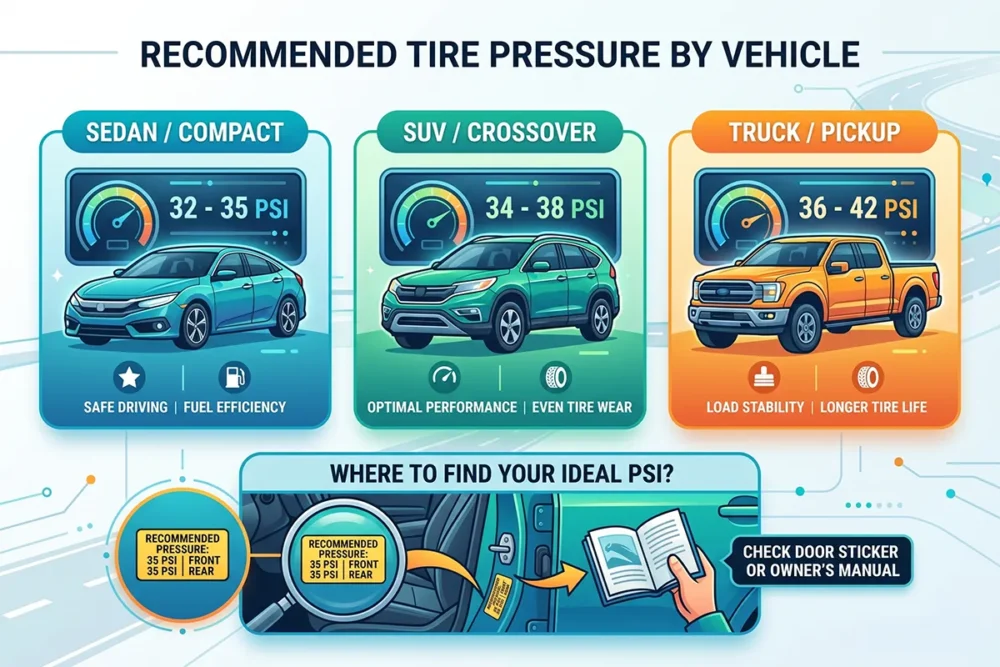 Recommended Tire Pressure by Vehicle