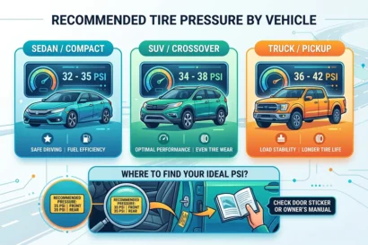 Recommended Tire Pressure by Vehicle