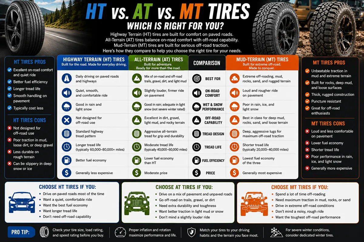 HT vs AT vs MT Tires