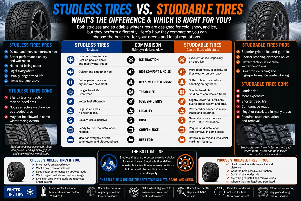 Studless vs Studdable Tires
