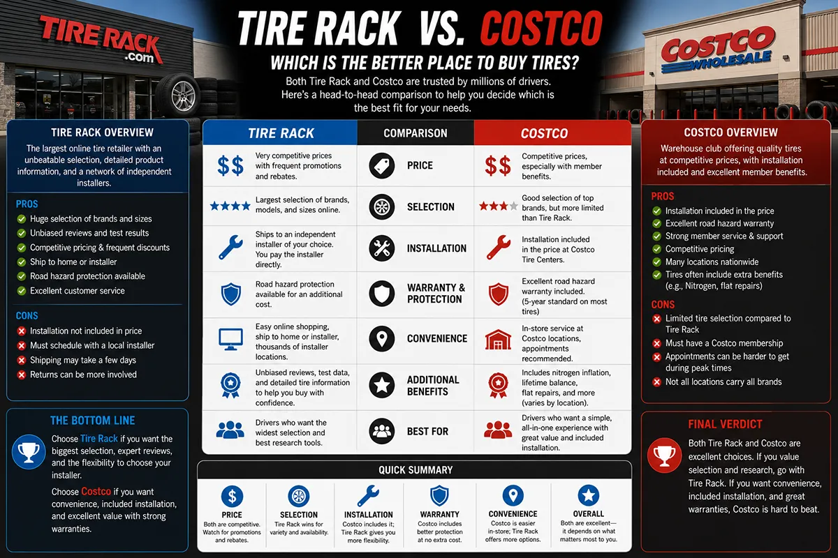 Tire Rack vs Costco tire comparison